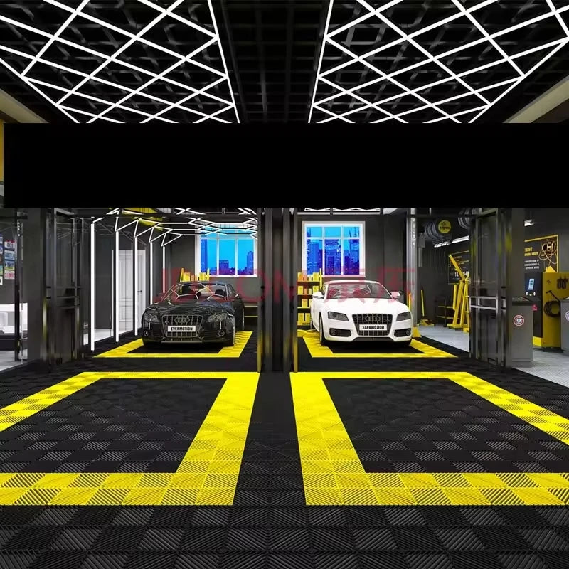 Interlocking Workshop Flooring Modern Free Flow PP Garage Floor Tiles for Home Car Wash Graphic Design Solution