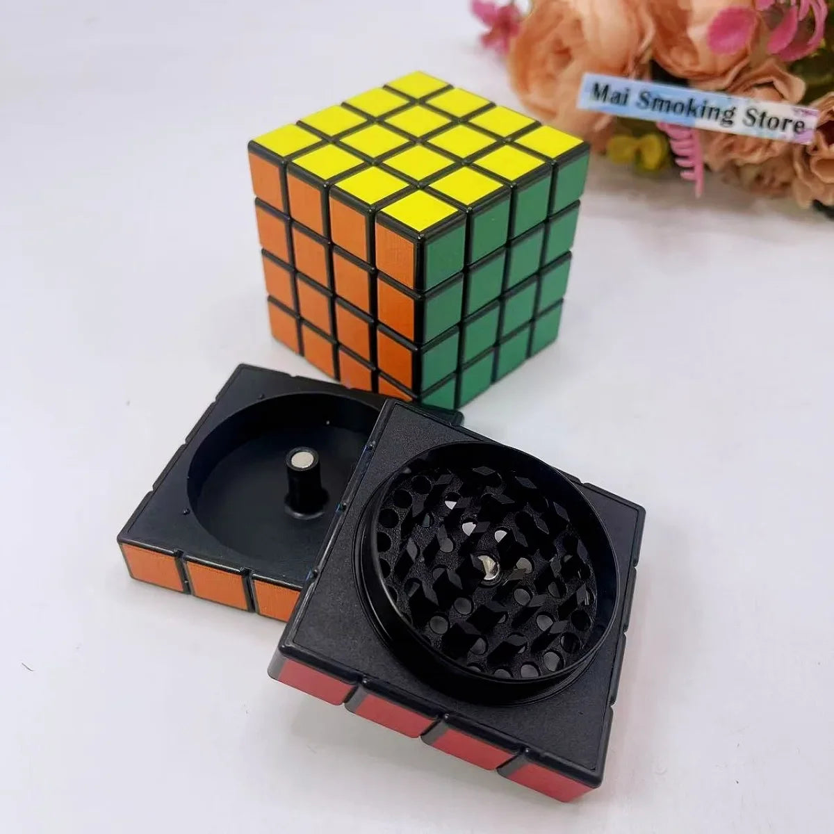 2.2Inch Cube Herb Grinder 4-Layer Manual Spice Mill Pepper Salt Mortar Grass Raw Tobacco Grinder Cigarette Smoking Accessories
