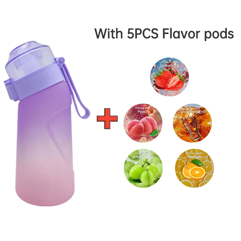 LUSQI 500ML Flavor Infuser Sports Water Bottle with 5 Sugar-Free Flavor Pods - BPA-Free Cup with Straw!