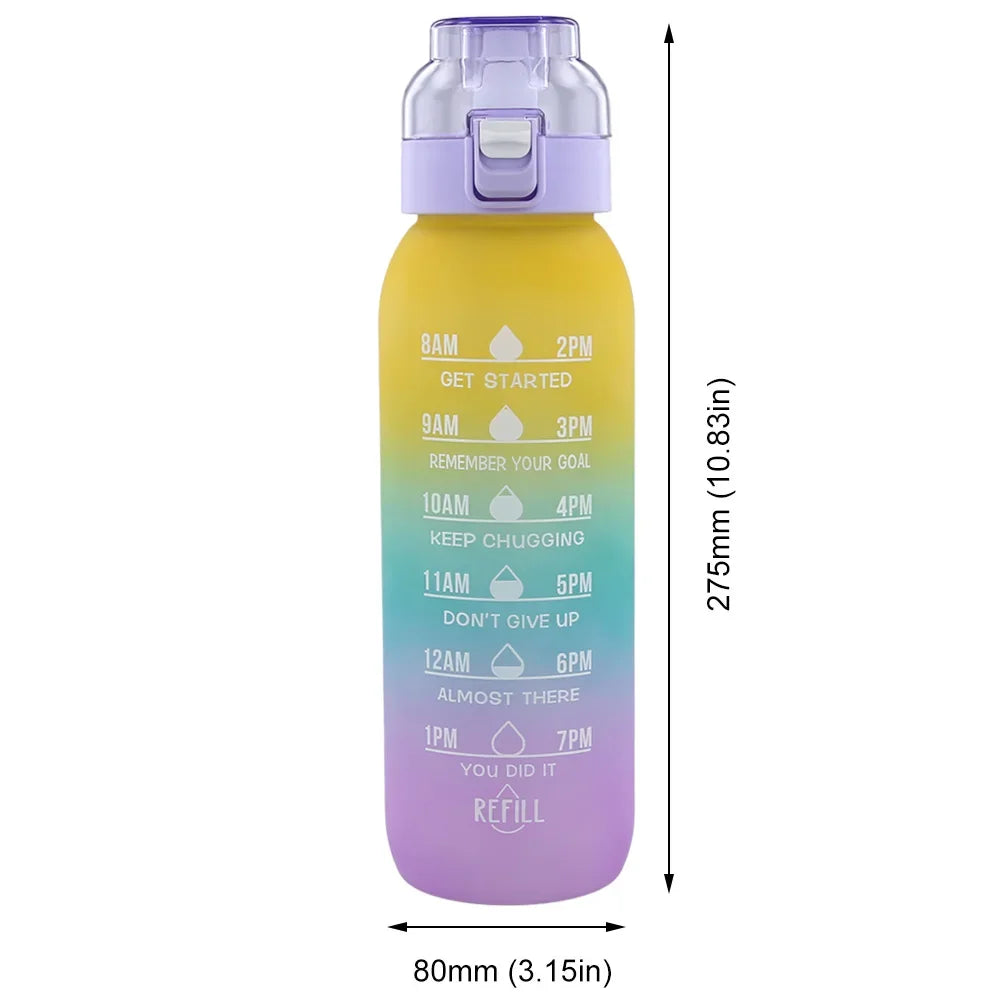 1000ML Air Flavored Water Bottle Sports Scented Water Bottle 0 Sugar Flavors Ring Water Cup with 7 Flavor Rods for Outdoor