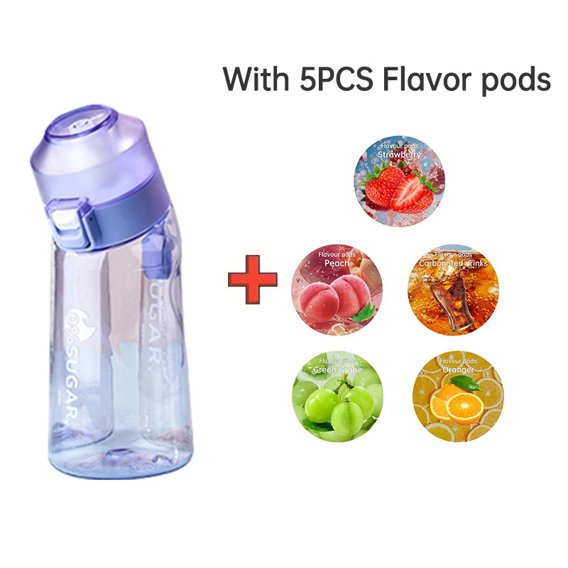 LUSQI 500ML Flavor Infuser Sports Water Bottle with 5 Sugar-Free Flavor Pods - BPA-Free Cup with Straw!