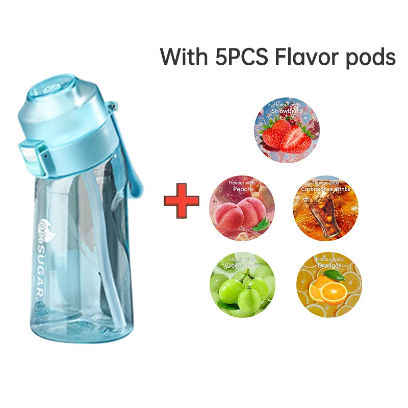 LUSQI 500ML Flavor Infuser Sports Water Bottle with 5 Sugar-Free Flavor Pods - BPA-Free Cup with Straw!
