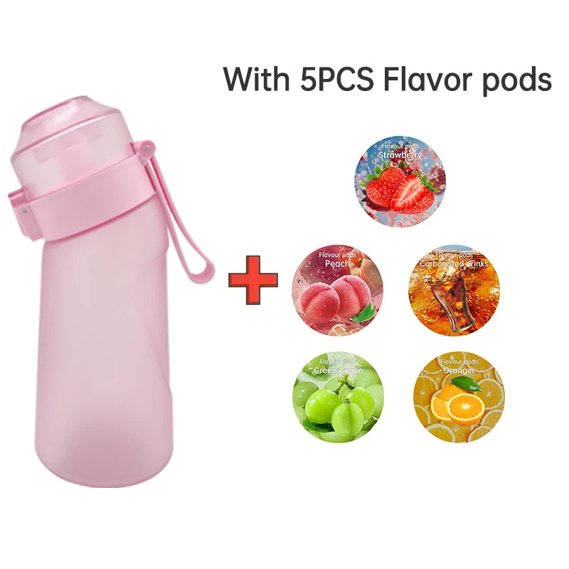 LUSQI 500ML Flavor Infuser Sports Water Bottle with 5 Sugar-Free Flavor Pods - BPA-Free Cup with Straw!