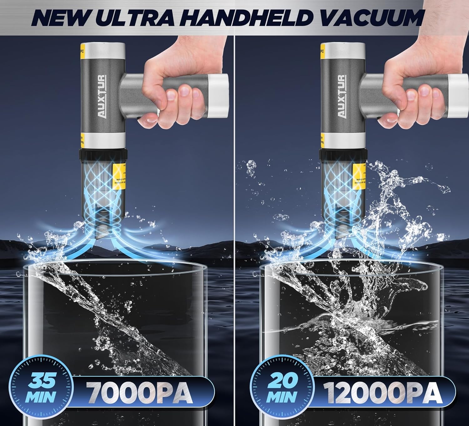 Portable Cordless Mini Computer Vacuum Cleaner with Brushless Motor, 12000PA Suction Power, 3-in-1 Wireless Handheld Design, Rechargeable (Grey)