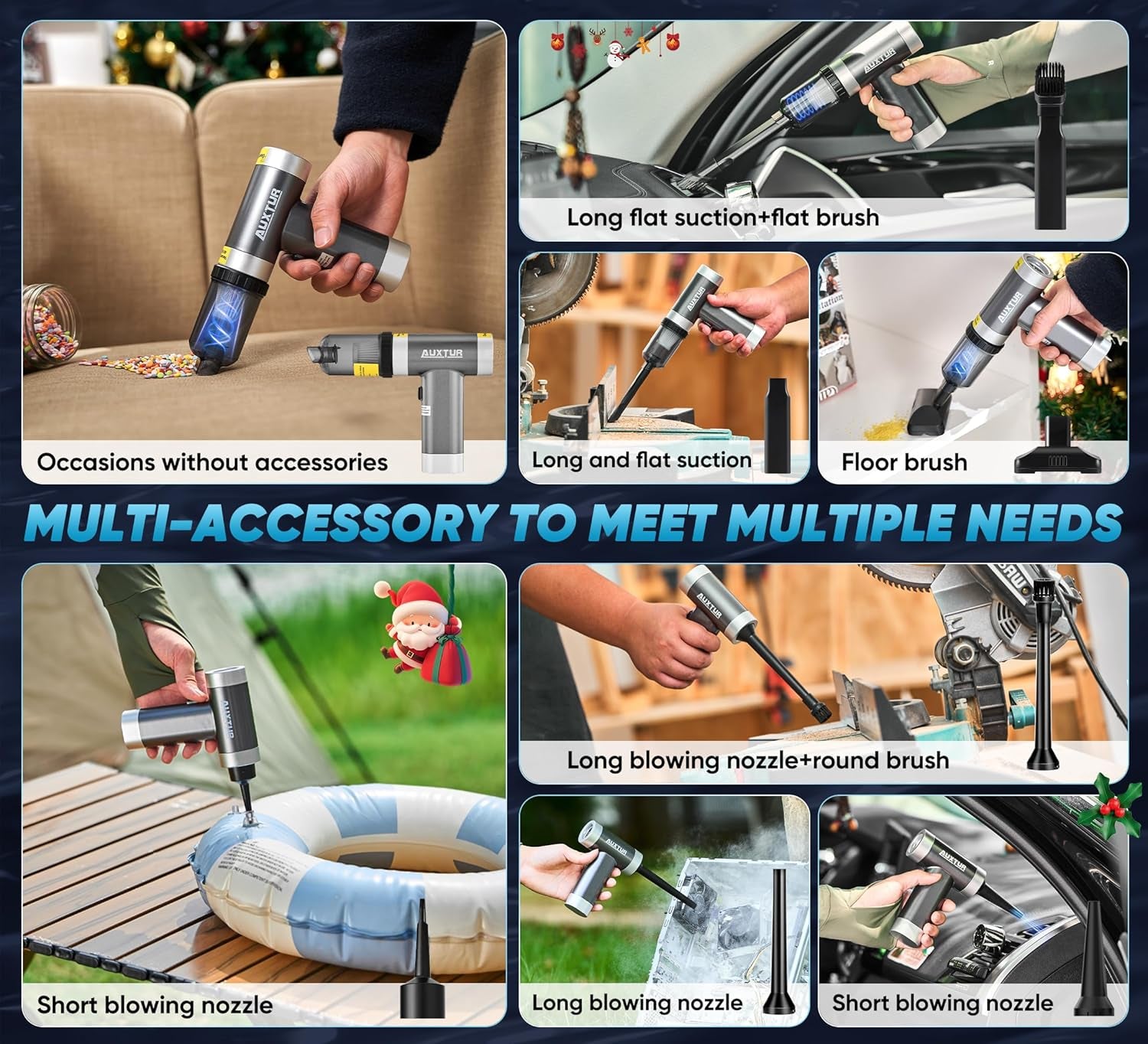 Portable Cordless Mini Computer Vacuum Cleaner with Brushless Motor, 12000PA Suction Power, 3-in-1 Wireless Handheld Design, Rechargeable (Grey)