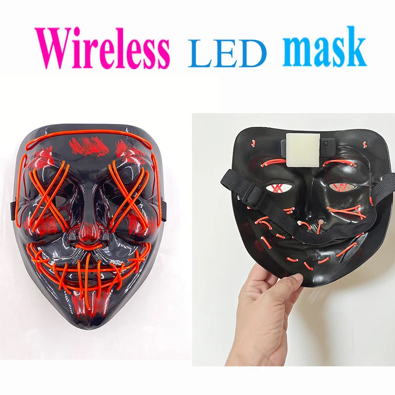 Wireless Luminous Mask Multi Style Purge Neon Night Mask Costumes Cosplay Mask Women Men Decor Full Face Mask Glow in the Dark