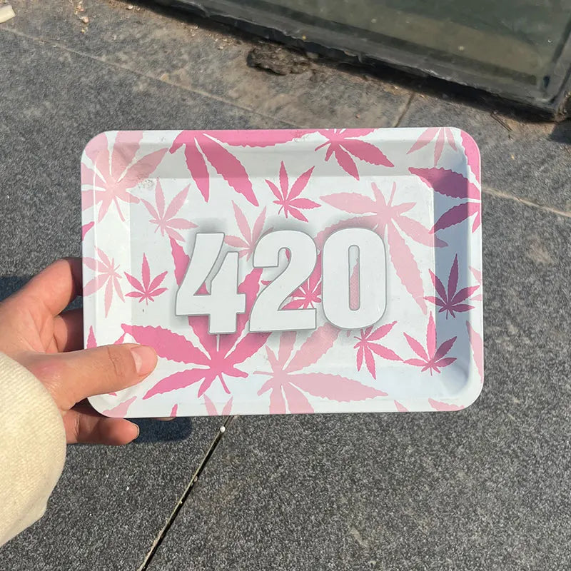 180*125MM Metal Rolling Tray Storage Tinplate Plate Tool Cigarette Smoking Accessories Kitchen Tools Various Pattern Designs