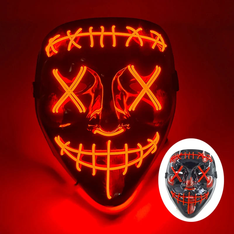 Wireless Luminous Mask Multi Style Purge Neon Night Mask Costumes Cosplay Mask Women Men Decor Full Face Mask Glow in the Dark