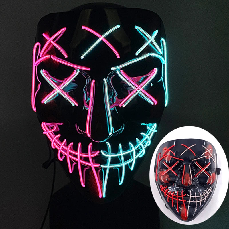 Wireless Luminous Mask Multi Style Purge Neon Night Mask Costumes Cosplay Mask Women Men Decor Full Face Mask Glow in the Dark
