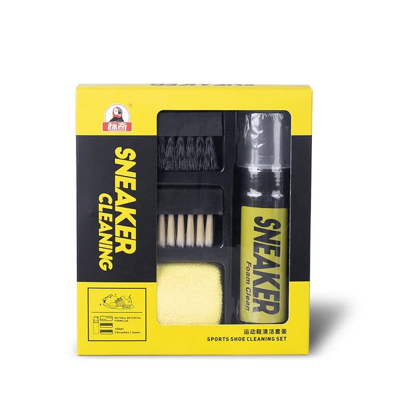 1 Set Shoes Cleaner Foam Dry Cleaning Suit 150ML Water-Free Foam Sneakers Cleaner Shoe Brush Shoe Cloth Work on White Shoe,Boot