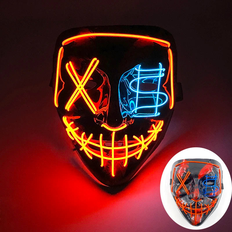 Wireless Luminous Mask Multi Style Purge Neon Night Mask Costumes Cosplay Mask Women Men Decor Full Face Mask Glow in the Dark