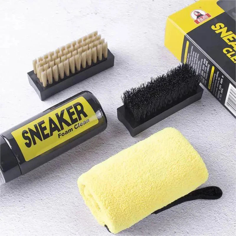 1 Set Shoes Cleaner Foam Dry Cleaning Suit 150ML Water-Free Foam Sneakers Cleaner Shoe Brush Shoe Cloth Work on White Shoe,Boot