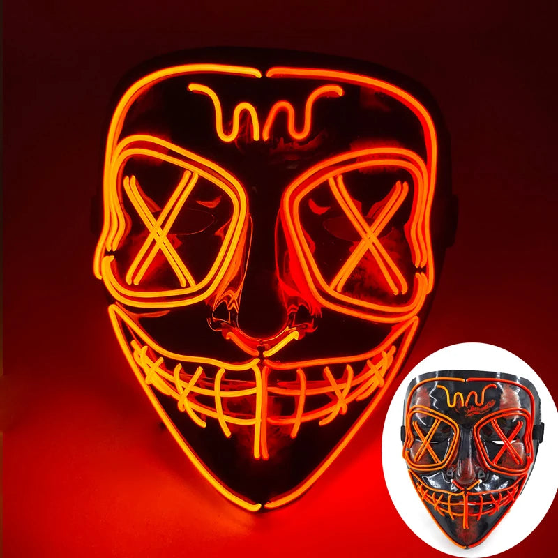 Wireless Luminous Mask Multi Style Purge Neon Night Mask Costumes Cosplay Mask Women Men Decor Full Face Mask Glow in the Dark
