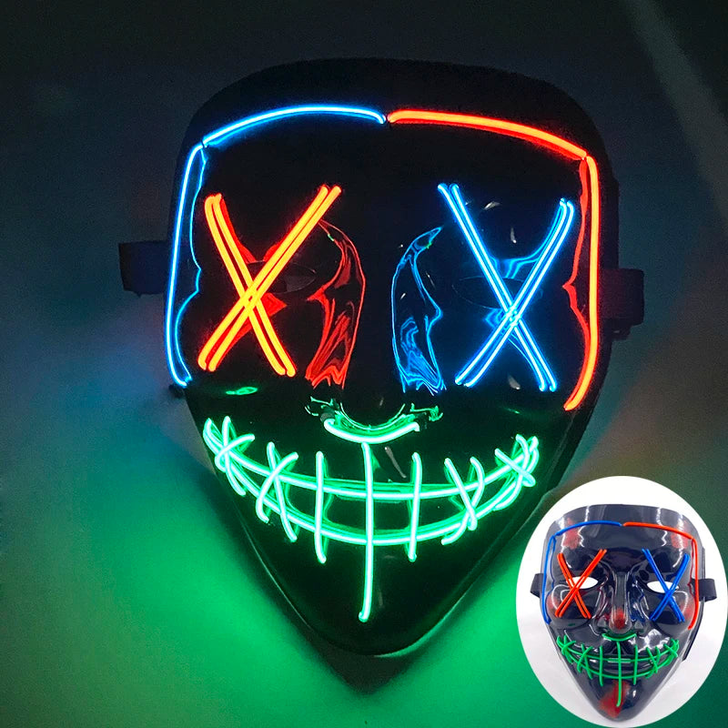Wireless Luminous Mask Multi Style Purge Neon Night Mask Costumes Cosplay Mask Women Men Decor Full Face Mask Glow in the Dark