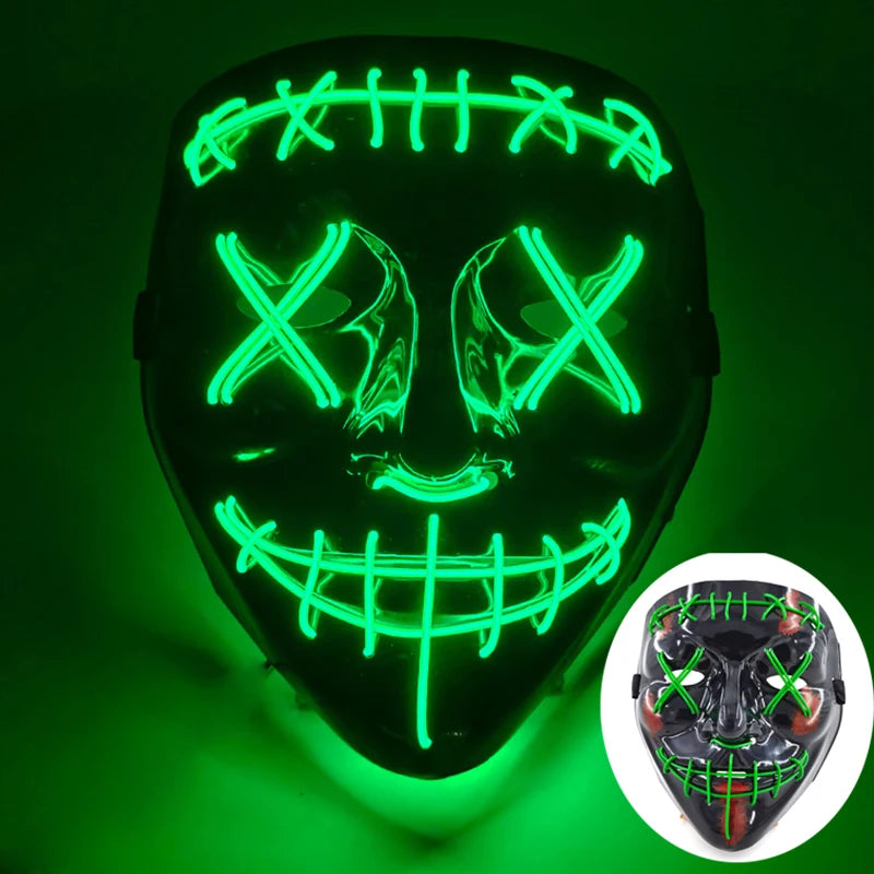 Wireless Luminous Mask Multi Style Purge Neon Night Mask Costumes Cosplay Mask Women Men Decor Full Face Mask Glow in the Dark