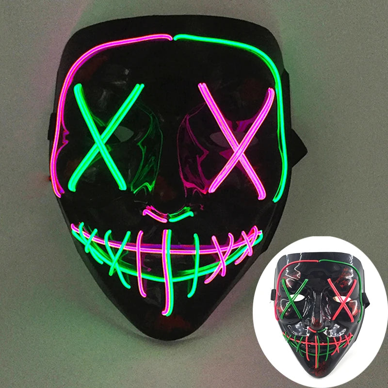 Wireless Luminous Mask Multi Style Purge Neon Night Mask Costumes Cosplay Mask Women Men Decor Full Face Mask Glow in the Dark