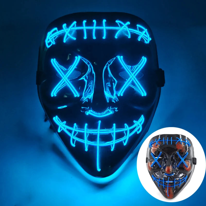 Wireless Luminous Mask Multi Style Purge Neon Night Mask Costumes Cosplay Mask Women Men Decor Full Face Mask Glow in the Dark