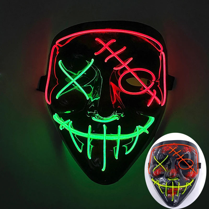 Wireless Luminous Mask Multi Style Purge Neon Night Mask Costumes Cosplay Mask Women Men Decor Full Face Mask Glow in the Dark