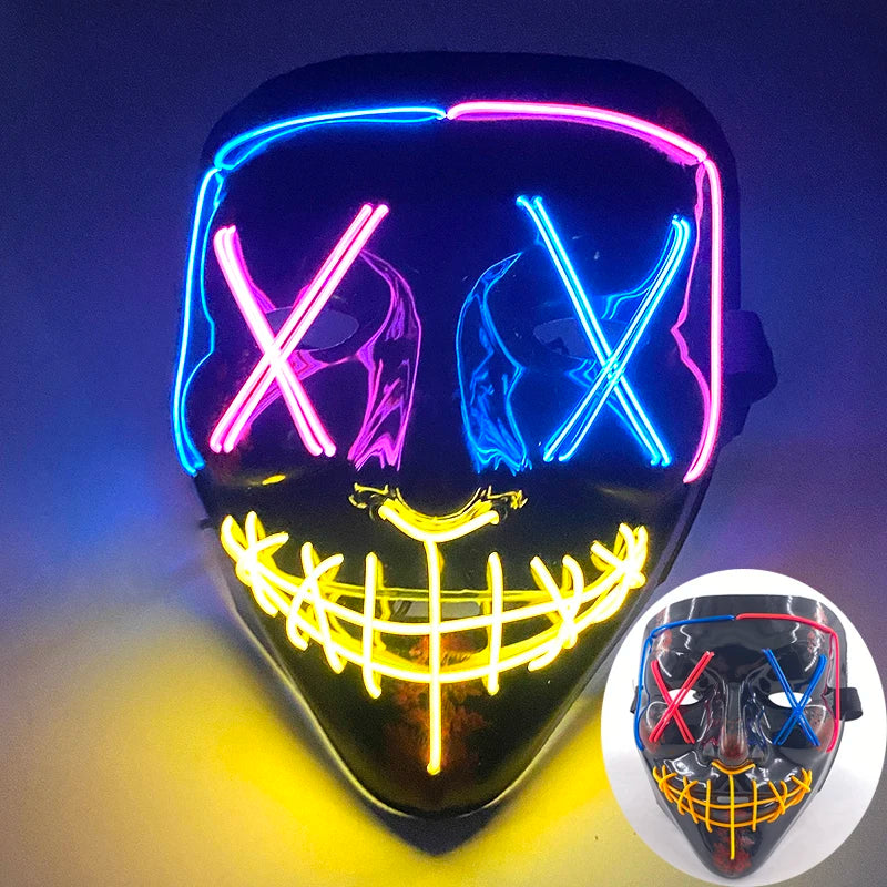 Wireless Luminous Mask Multi Style Purge Neon Night Mask Costumes Cosplay Mask Women Men Decor Full Face Mask Glow in the Dark