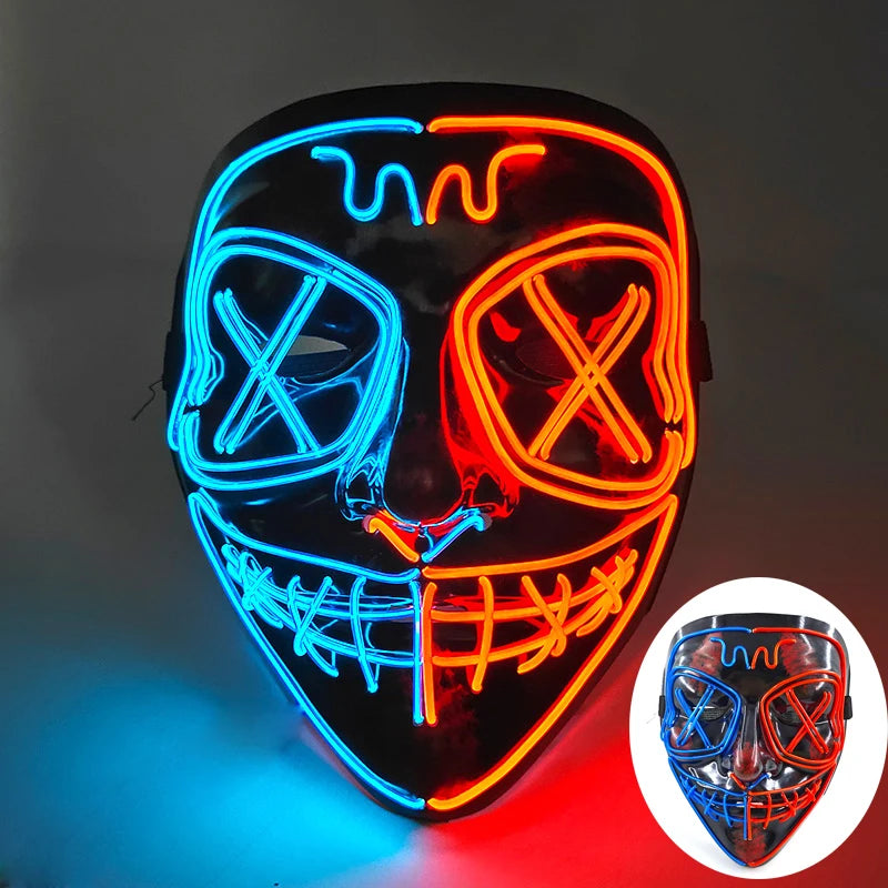Wireless Luminous Mask Multi Style Purge Neon Night Mask Costumes Cosplay Mask Women Men Decor Full Face Mask Glow in the Dark