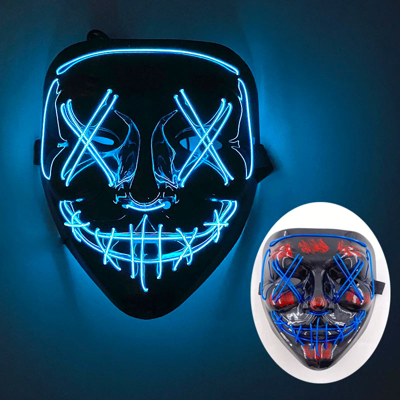 Wireless Luminous Mask Multi Style Purge Neon Night Mask Costumes Cosplay Mask Women Men Decor Full Face Mask Glow in the Dark
