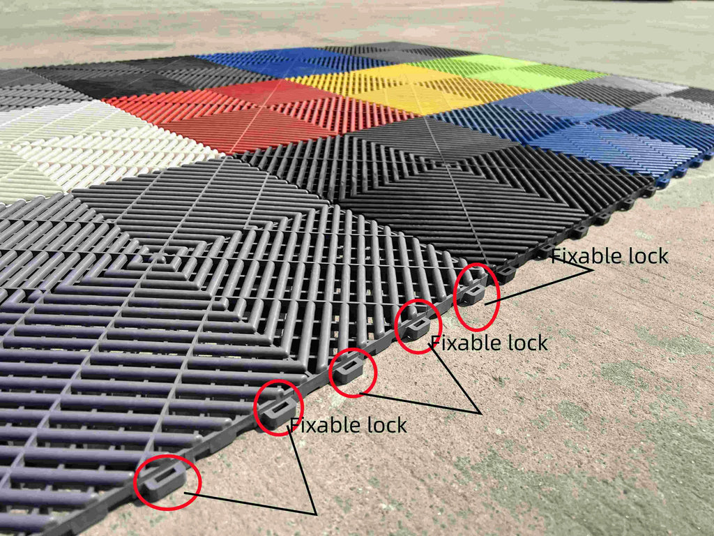 PVC Hard Plastic Floor Tile for Garage, Car Wash Drain, Eco Easy to Install, Outstanding Quality, 1.8Cm Thicknessoor Tiles