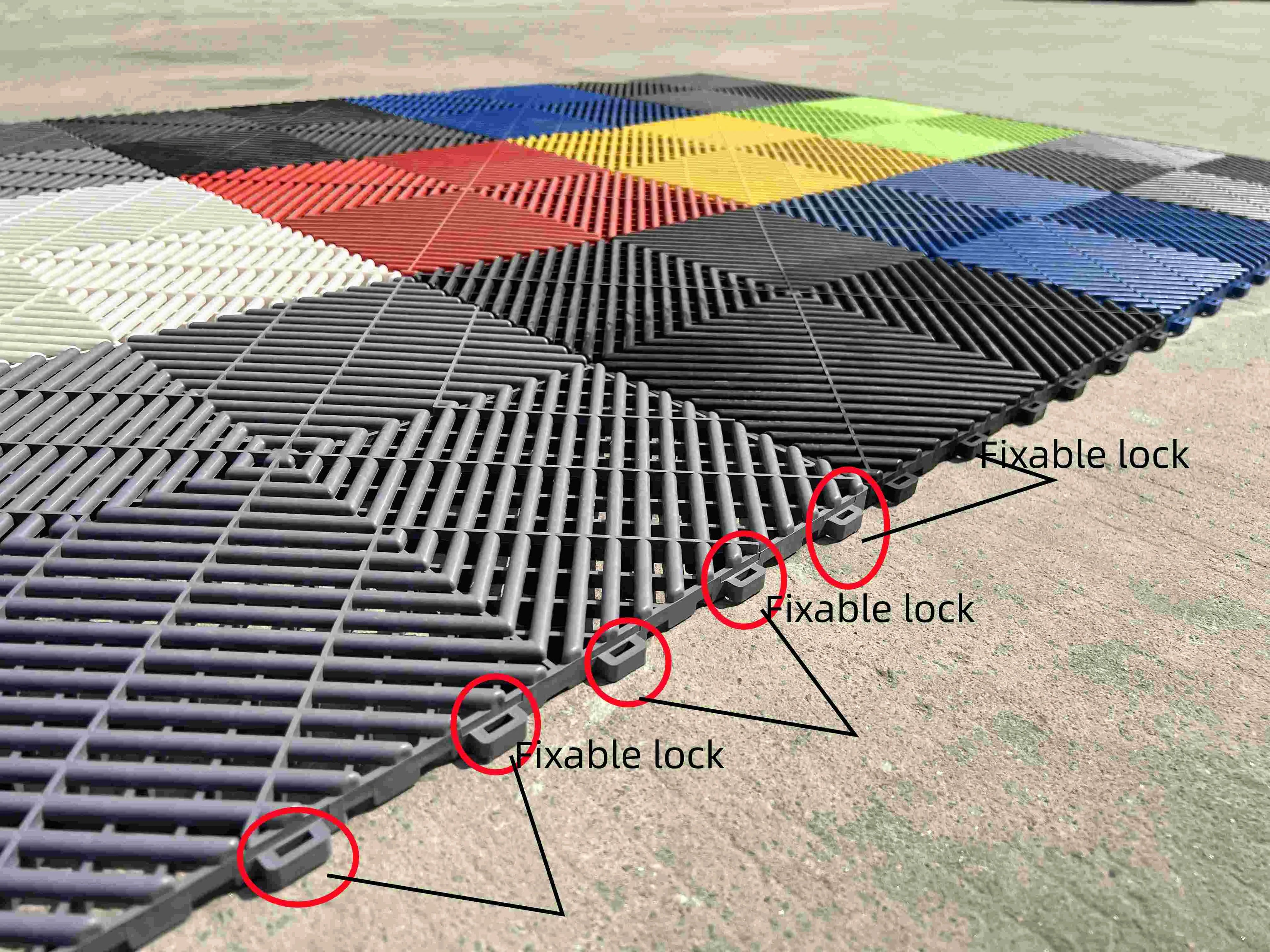 PVC Hard Plastic Floor Tile for Garage, Car Wash Drain, Eco Easy to Install, Outstanding Quality, 1.8Cm Thicknessoor Tiles