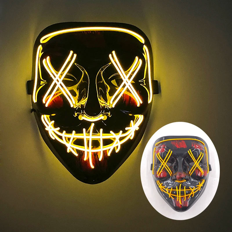 Wireless Luminous Mask Multi Style Purge Neon Night Mask Costumes Cosplay Mask Women Men Decor Full Face Mask Glow in the Dark