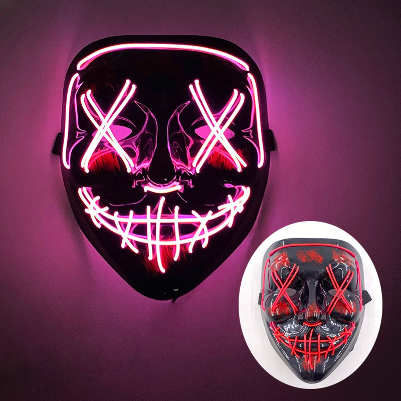 Wireless Luminous Mask Multi Style Purge Neon Night Mask Costumes Cosplay Mask Women Men Decor Full Face Mask Glow in the Dark