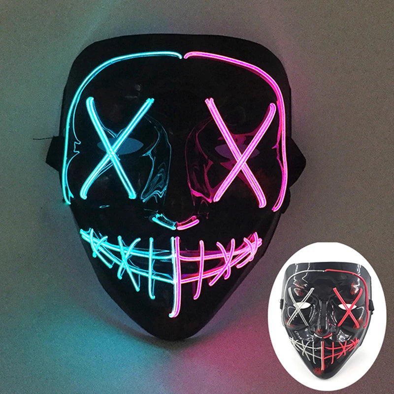 Wireless Luminous Mask Multi Style Purge Neon Night Mask Costumes Cosplay Mask Women Men Decor Full Face Mask Glow in the Dark
