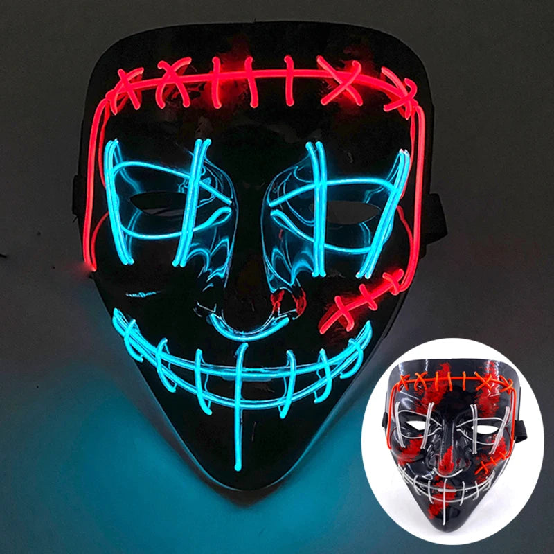 Wireless Luminous Mask Multi Style Purge Neon Night Mask Costumes Cosplay Mask Women Men Decor Full Face Mask Glow in the Dark