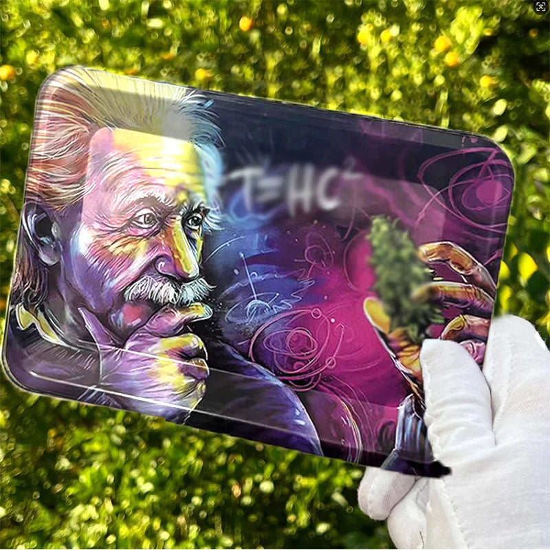 180*125MM Metal Rolling Tray Storage Tinplate Plate Tool Cigarette Smoking Accessories Kitchen Tools Various Pattern Designs