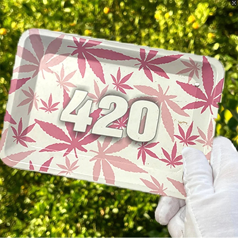 180*125MM Metal Rolling Tray Storage Tinplate Plate Tool Cigarette Smoking Accessories Kitchen Tools Various Pattern Designs