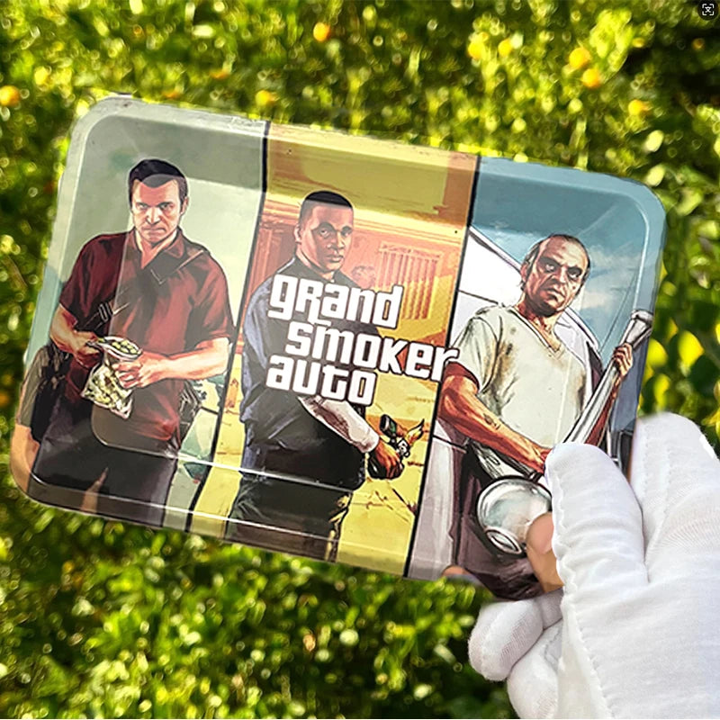 180*125MM Metal Rolling Tray Storage Tinplate Plate Tool Cigarette Smoking Accessories Kitchen Tools Various Pattern Designs