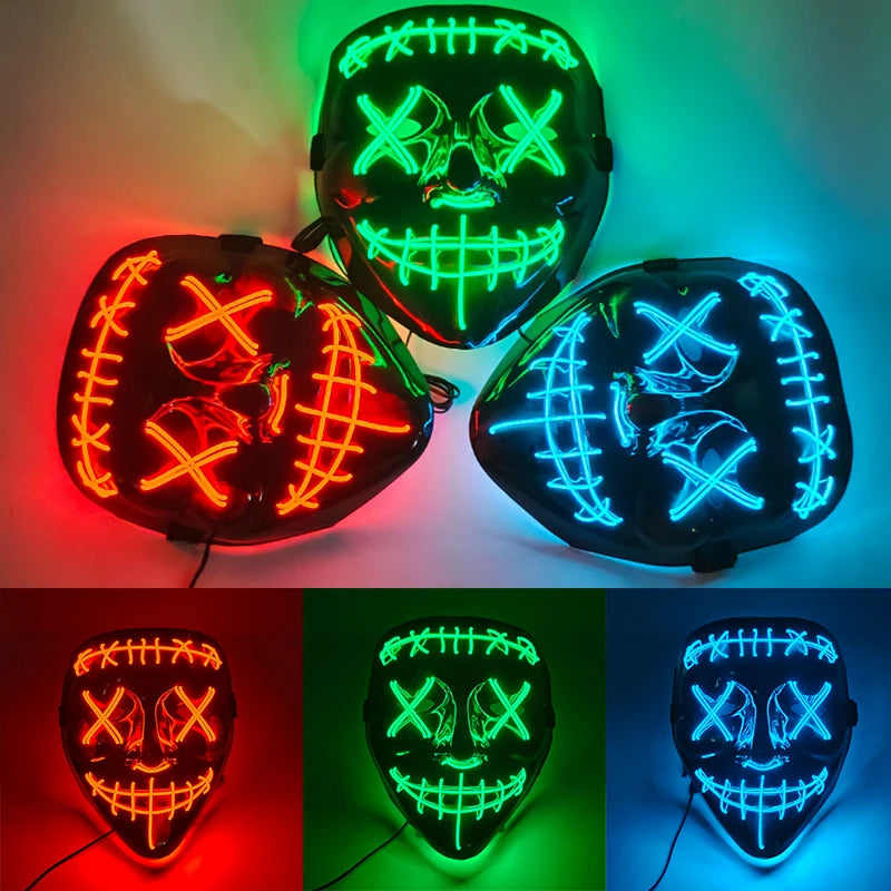 Wireless Luminous Mask Multi Style Purge Neon Night Mask Costumes Cosplay Mask Women Men Decor Full Face Mask Glow in the Dark
