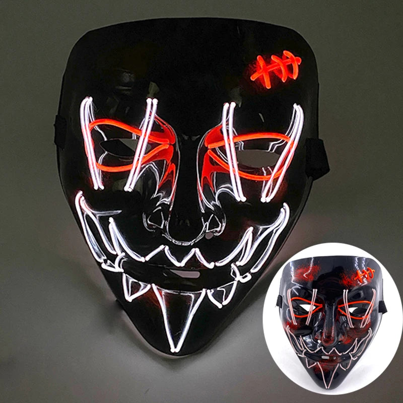 Wireless Luminous Mask Multi Style Purge Neon Night Mask Costumes Cosplay Mask Women Men Decor Full Face Mask Glow in the Dark