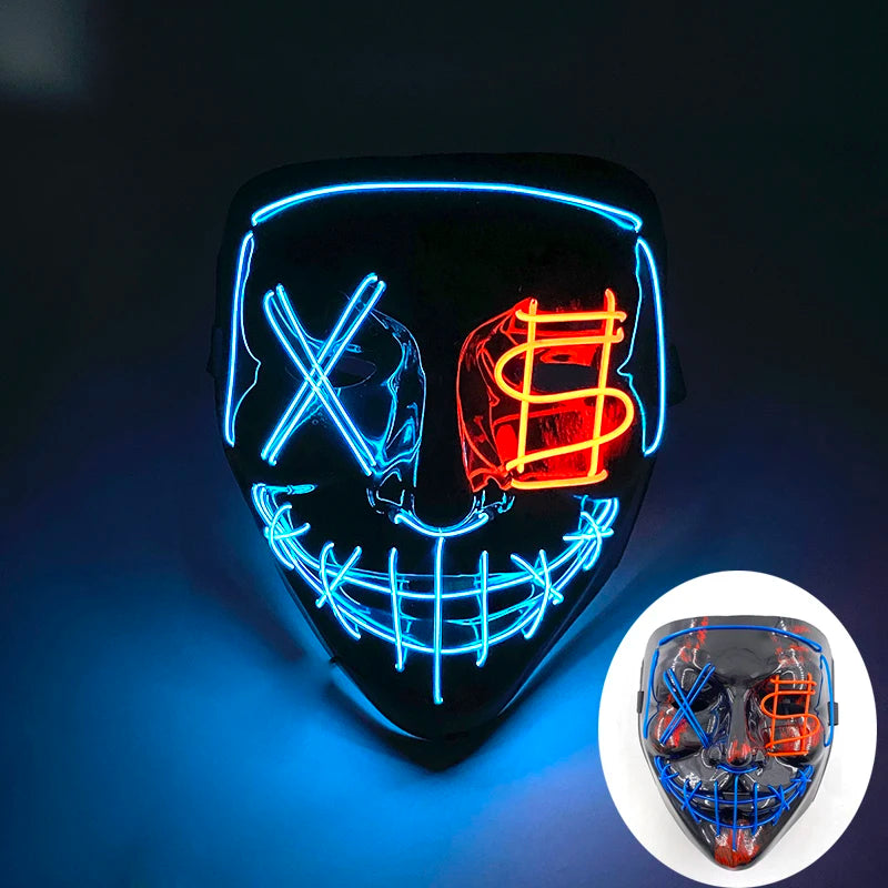 Wireless Luminous Mask Multi Style Purge Neon Night Mask Costumes Cosplay Mask Women Men Decor Full Face Mask Glow in the Dark