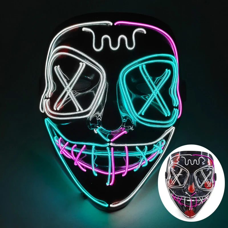 Wireless Luminous Mask Multi Style Purge Neon Night Mask Costumes Cosplay Mask Women Men Decor Full Face Mask Glow in the Dark
