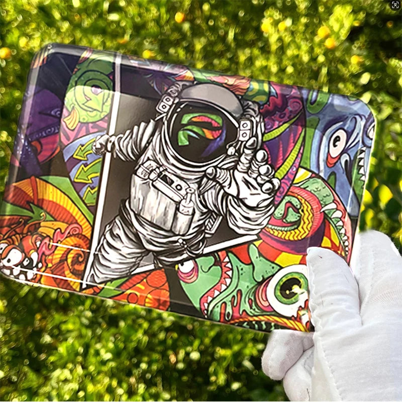 180*125MM Metal Rolling Tray Storage Tinplate Plate Tool Cigarette Smoking Accessories Kitchen Tools Various Pattern Designs