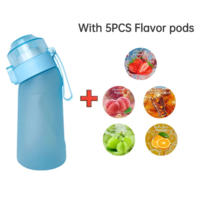 LUSQI 500ML Flavor Infuser Sports Water Bottle with 5 Sugar-Free Flavor Pods - BPA-Free Cup with Straw!