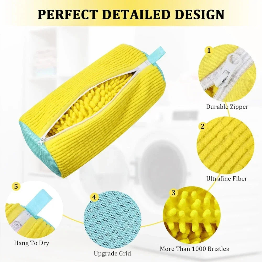 4/1PCS Chenille Shoe Laundry Bag Non-Abrasive Washing Machine Shoe Protector Bag for Sneakers Travel Storage Thickened Mesh Zipp