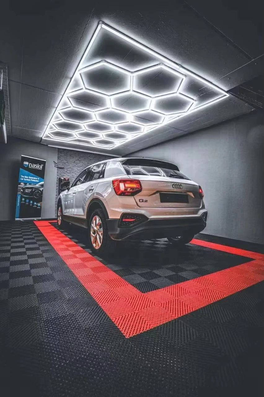 Interlocking Workshop Flooring Modern Free Flow PP Garage Floor Tiles for Home Car Wash Graphic Design Solution