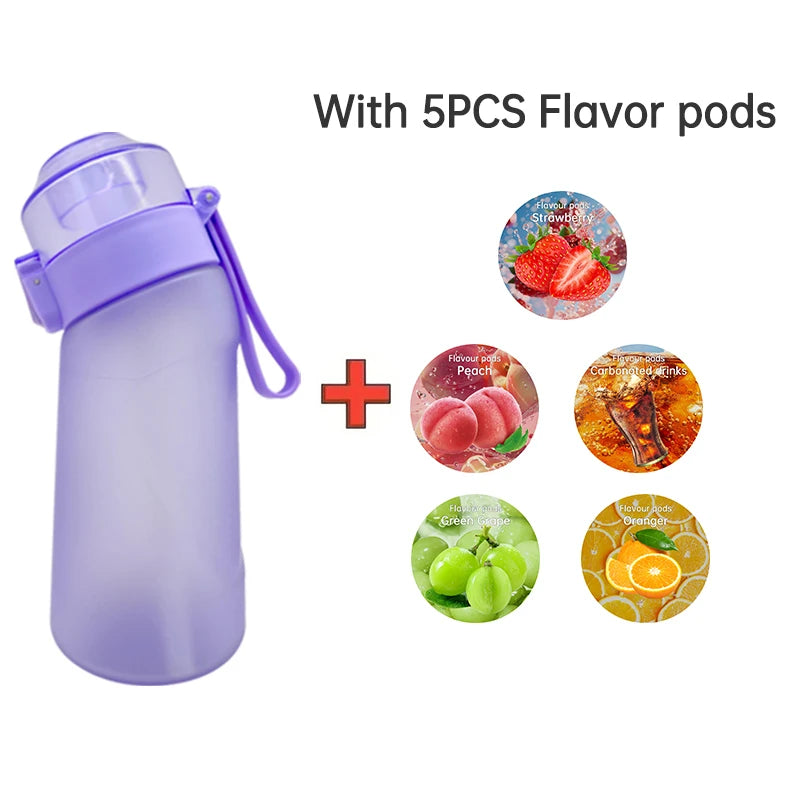 LUSQI 500ML Flavor Infuser Sports Water Bottle with 5 Sugar-Free Flavor Pods - BPA-Free Cup with Straw!