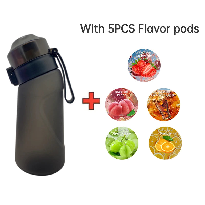 LUSQI 500ML Flavor Infuser Sports Water Bottle with 5 Sugar-Free Flavor Pods - BPA-Free Cup with Straw!