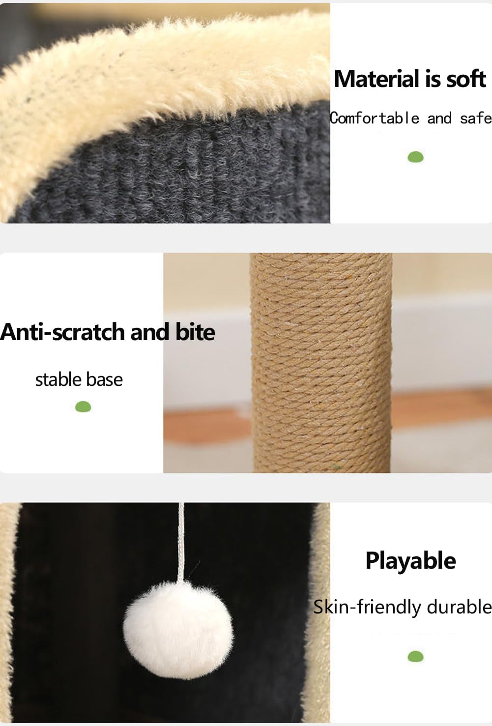 2-Storey Cat House for Indoor Cats Bed Cube, Covered Cat Cave Beds Furniture with Ball Hanging, Modern Cat Hideout Condos for Multi Pet Large Kitten, Grey