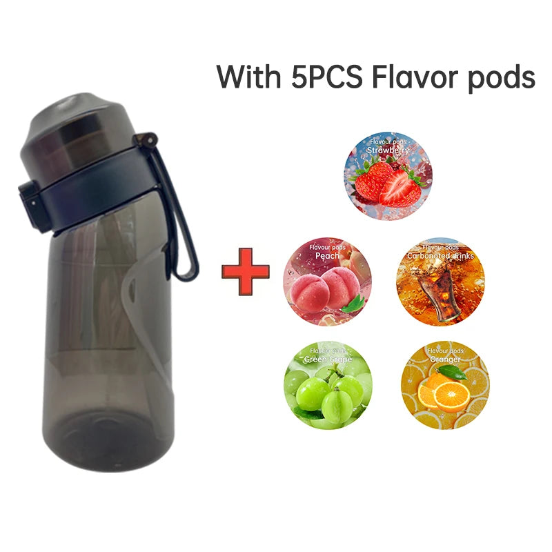 LUSQI 500ML Flavor Infuser Sports Water Bottle with 5 Sugar-Free Flavor Pods - BPA-Free Cup with Straw!