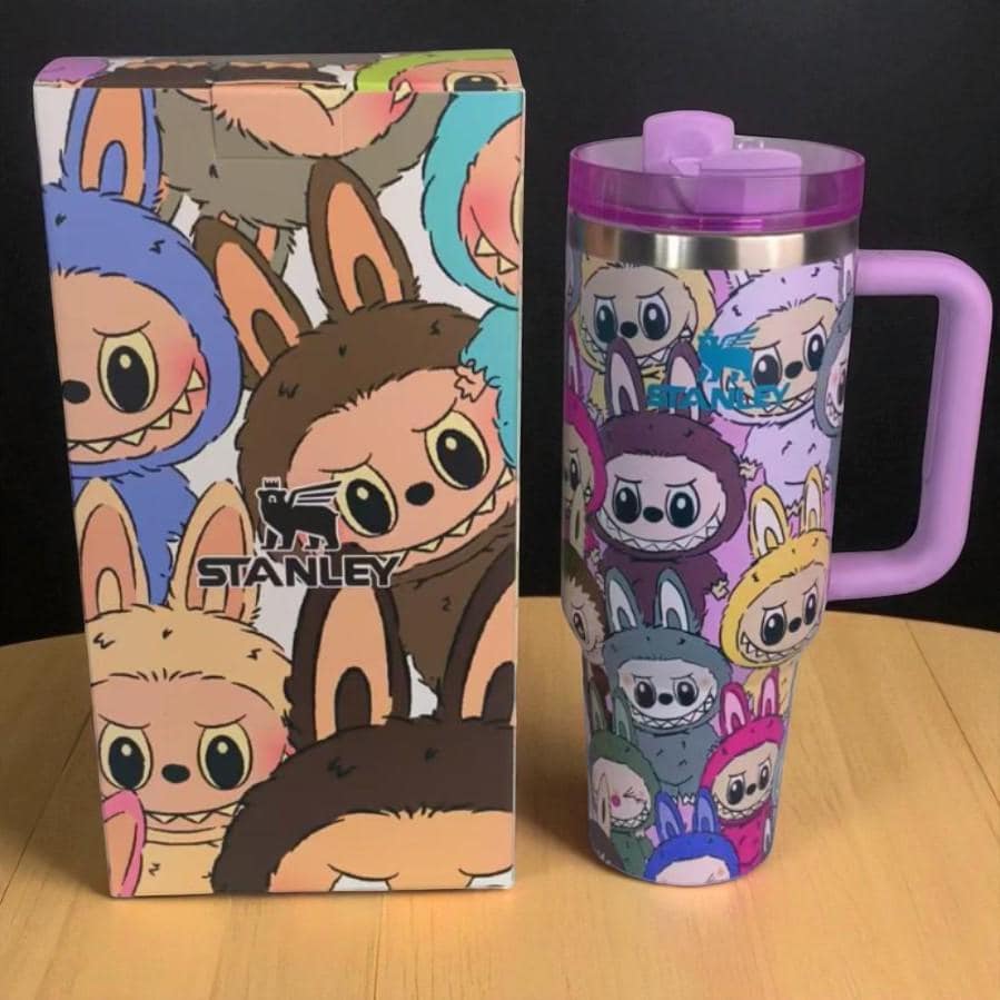 L a b u b u   Themed Stan Cup | Cute Kawaii Tumbler with Lid Straw | 9 Adorable Styles | Reusable Travel Mug for Hot & Cold Drinks