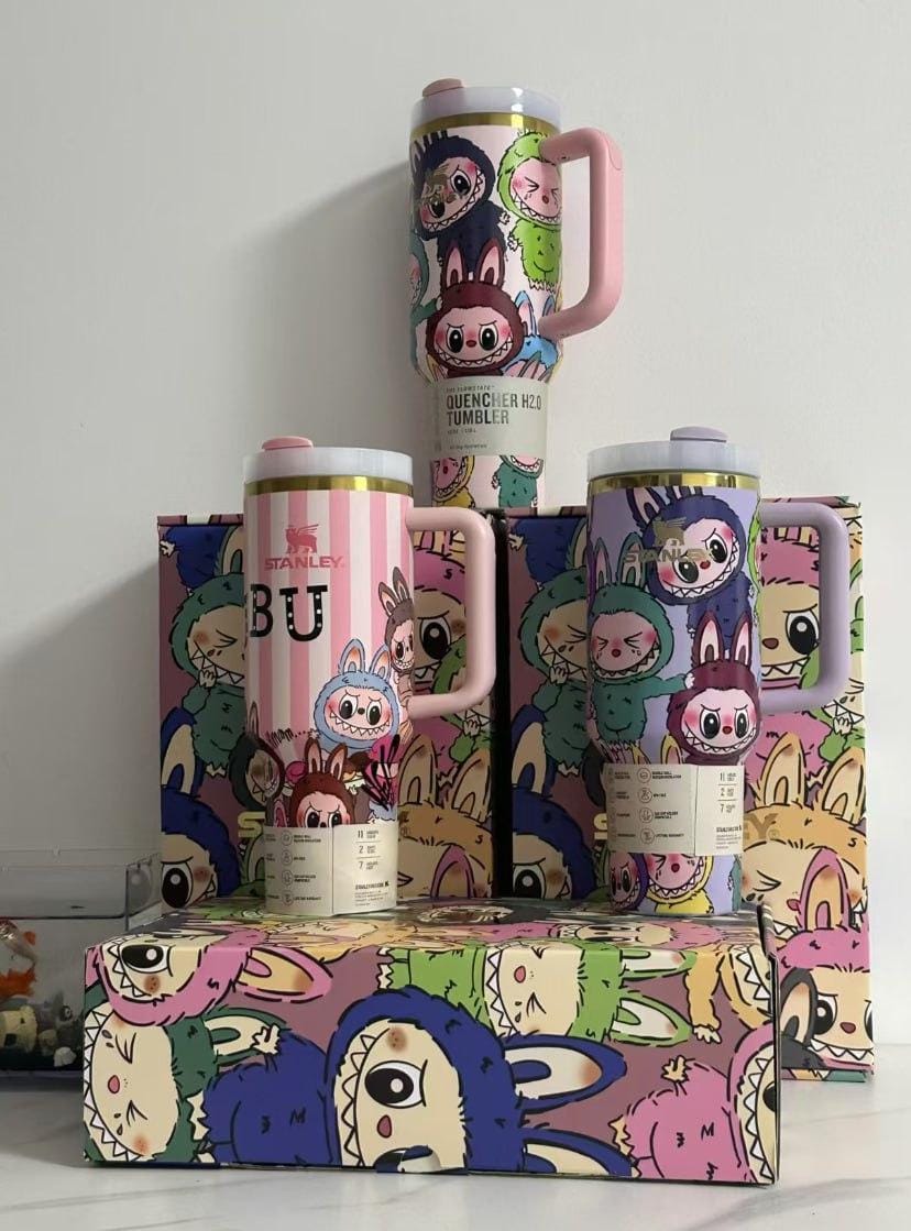 Limited Edition Cartoon 40Oz Tumbler- Viral Pop Mart Collab, Cute Cartoon Tumbler, Perfect for Best Friend Gift Idea