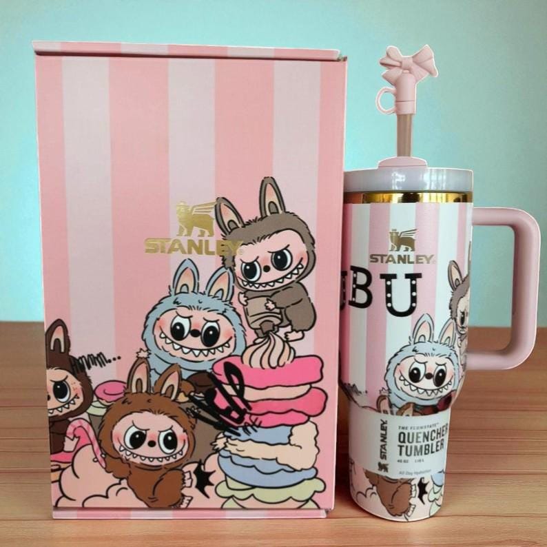 Limited Edition Cartoon 40Oz Tumbler- Viral Pop Mart Collab, Cute Cartoon Tumbler, Perfect for Best Friend Gift Idea