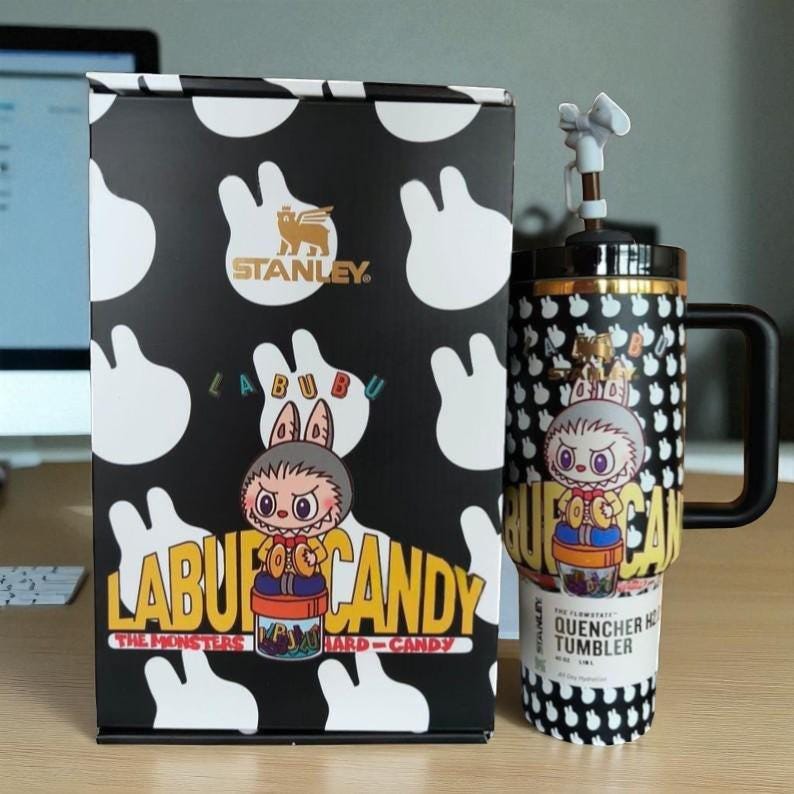 Limited Edition Cartoon 40Oz Tumbler- Viral Pop Mart Collab, Cute Cartoon Tumbler, Perfect for Best Friend Gift Idea